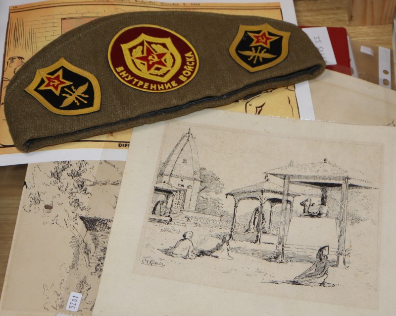 A group of war-related ephemera, cartoons etc